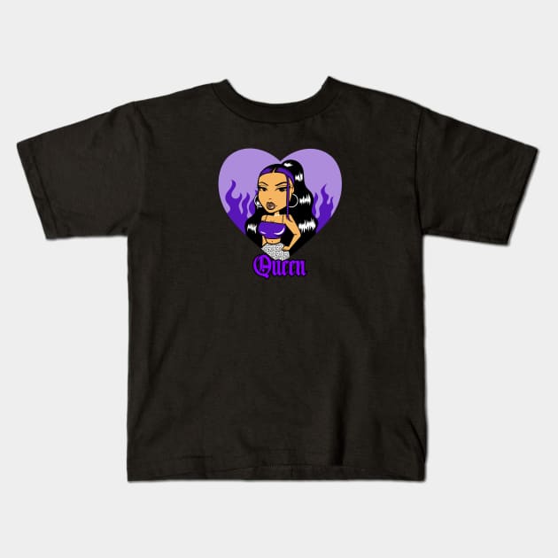 Queen Doll girl Purple-Out heart v1.1 Kids T-Shirt by Just In Tee Shirts